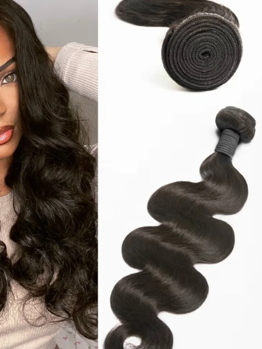 100% Human Hair Body Wave Bundles - 2 Luxurious & Natural Bundles 16'' & 18''